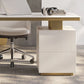 Glam Office Desk Peninsula Schreibtisch mit Chrommetallbasis