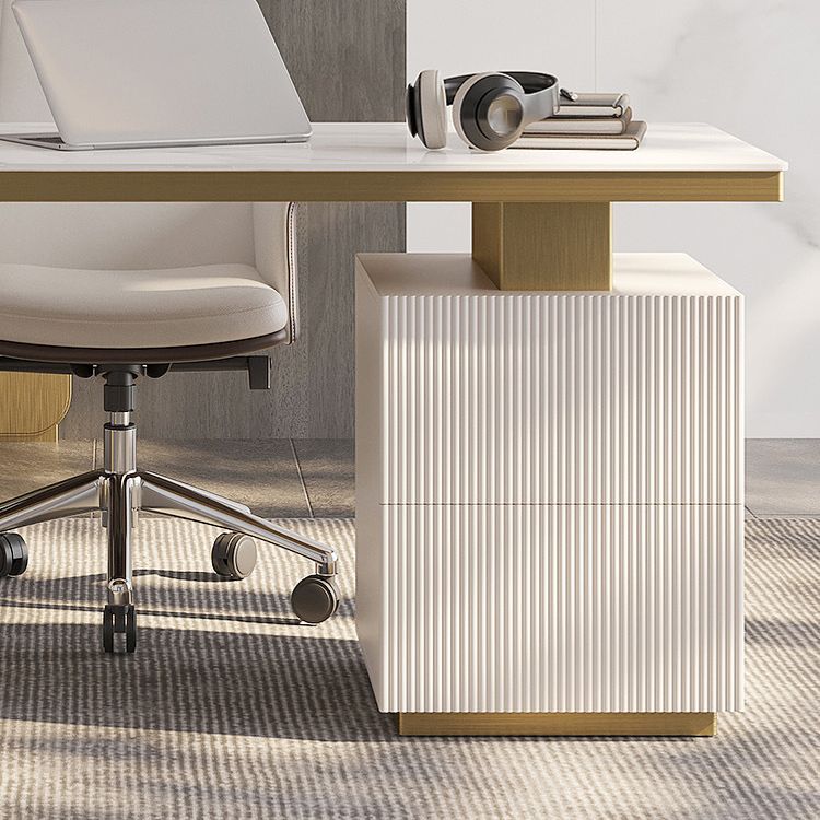 Glam Office Desk Peninsula Schreibtisch mit Chrommetallbasis