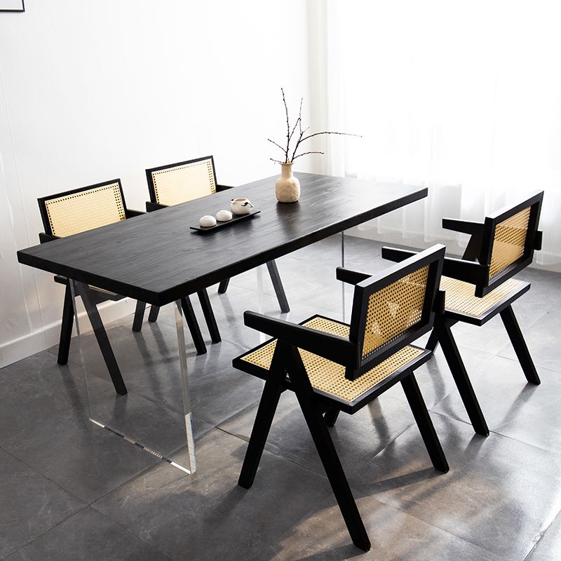Set tavolo da pranzo moderno in legno massello da 1/2/5 pezzi in nero