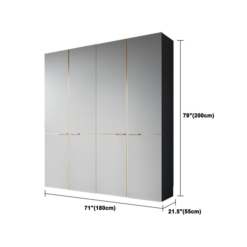 Kleiderschrank im zeitgenössischen Stil grau Farbe Holzgarderobe Schrank mit Regalen