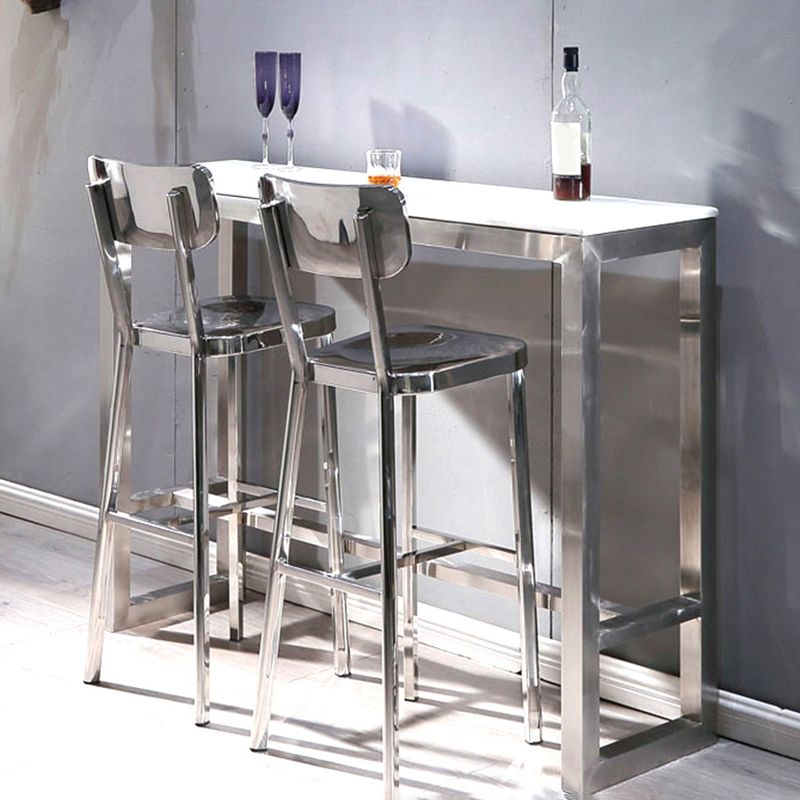 Industrial Armless Bar Stools Metal Low Back Dining Stool with Footrest