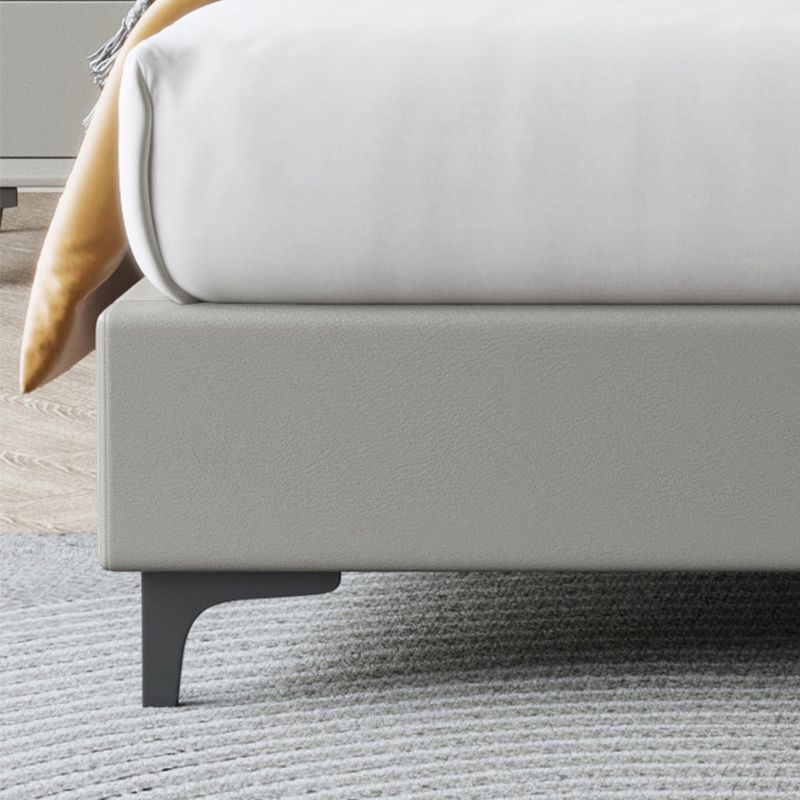 Grey Wooden Standard Bed with Rectangular Leather Panel Headboard Clearhalo 'Bedroom Furniture' 'Beds' 'furn' 'furn_beds' 'Furniture' 1200x1200_bf177d0c-df8b-4d2d-87e2-5abddca6e9f0