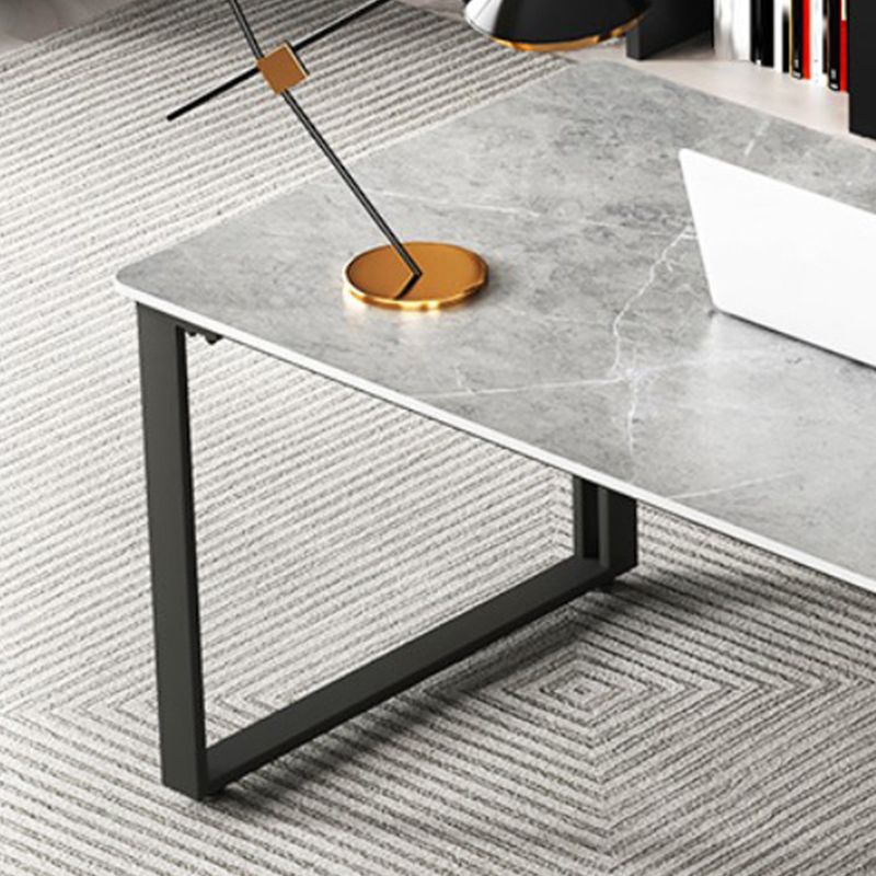 Pewter Rectangular Office Desk Stone and Metal Writing Desk Sled Clearhalo 'furn' 'furn_office_desk' 'Furniture' 'Office Desks' 'Office Furniture' 'office_desk' 1200x1200_bf183c1c-c562-4c0b-9b48-4ce2aa35ac25