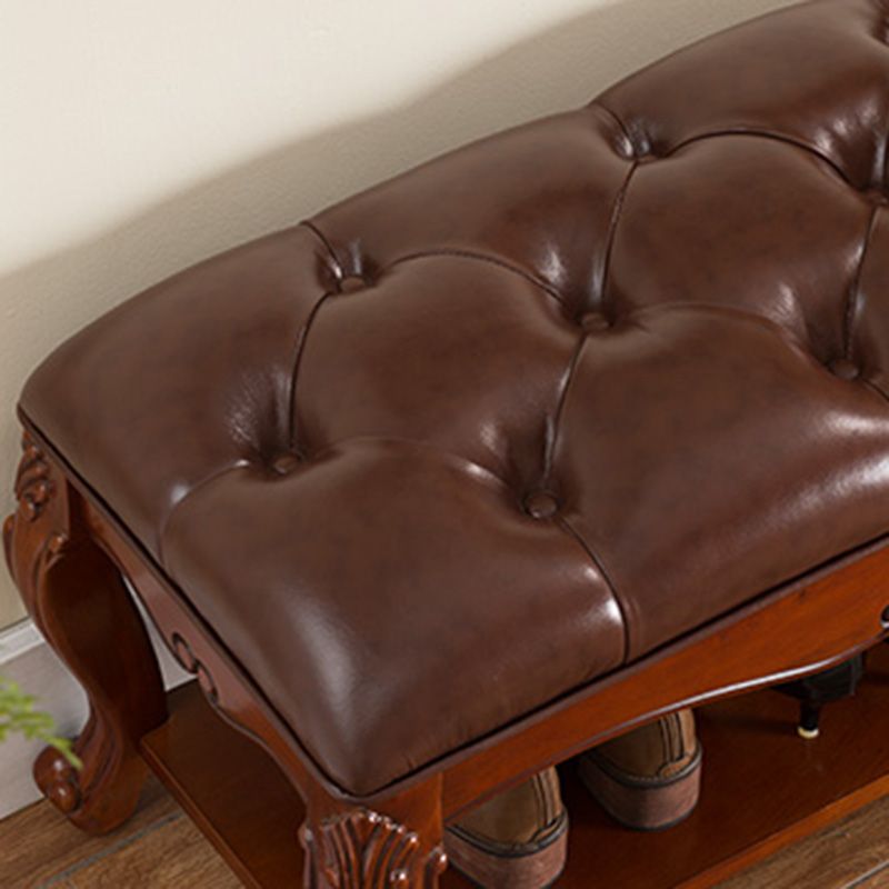 Rectangle 15.7" Wide Entryway Bench Traditional Upholstered Seating Bench with Cushioned Clearhalo 'Benches' 'Chairs & Seating' 'furn' 'furn_benches' 'Furniture' 'Living Room Furniture' 1200x1200_bf1a0711-cdbc-460e-9bf2-cfbeeca13e9c