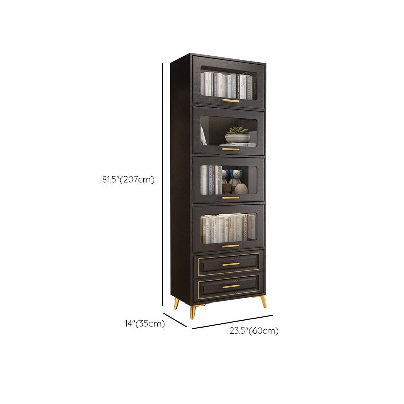 Contemporary Black Chest Glass Paned Accent Cabinet with Drawer Clearhalo 'Cabinets & Chests' 'cabinets_chests' 'furn' 'furn_cabinets_chests' 'Furniture' 'Living Room Furniture' 1200x1200_bf1b517c-b3aa-442a-9868-c44bbdb11054