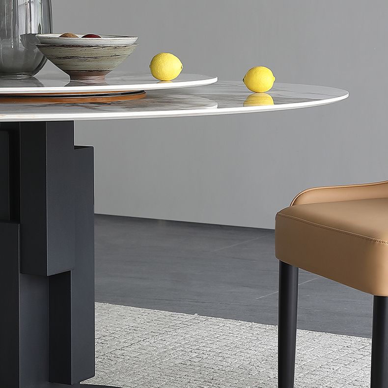 Modern Round Dinette Set 1/4/5/7 Pieces Black Dining Table Set with Sintered Stone Top Clearhalo 'Dining Room Sets' 'Dining Tables & Seating' 'dining_room_set' 'furn' 'furn_dining_room_set' 'Furniture' 'furniture_dining_room_set' 'Kitchen & Dining Furniture' 1200x1200_bf1bd6e0-5d21-438c-bf23-fdcdbc5f83e3