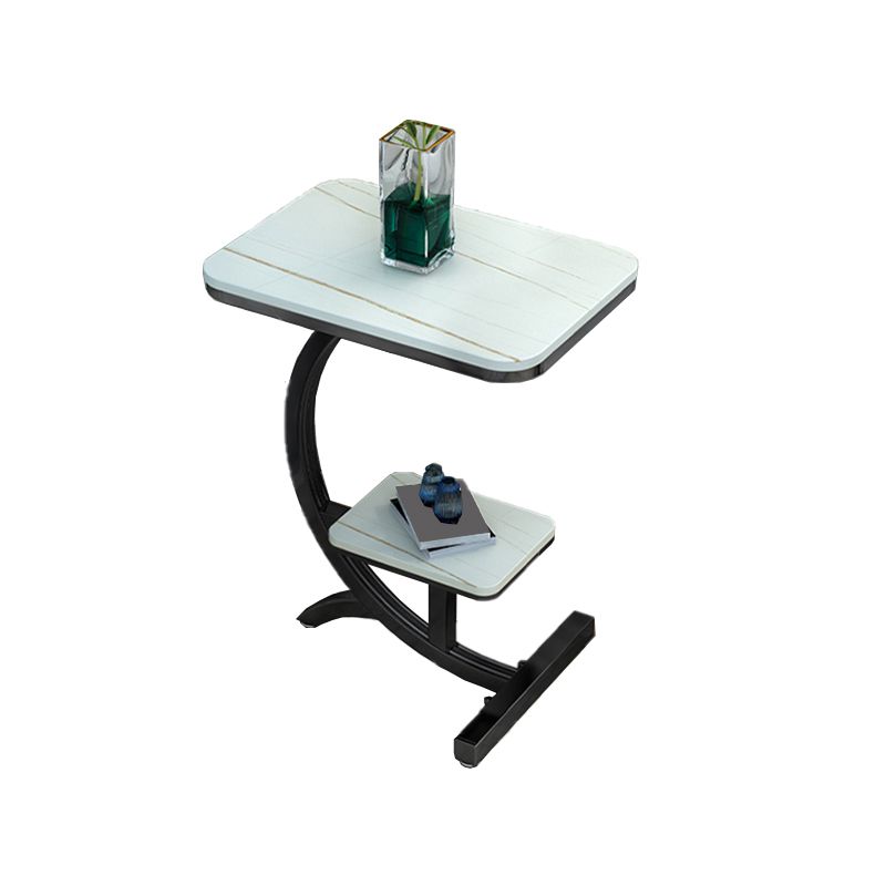 2-Tier Modernistic Metal C Side Table Slate Top Rectangular End Table Clearhalo 'Coffee & Accent Tables' 'End & Side Tables' 'end_side_tables' 'furn' 'furn_end_side_tables' 'Furniture' 'Living Room Furniture' 1200x1200_bf1ca7bf-3c23-4181-bf9a-f45af5da5392