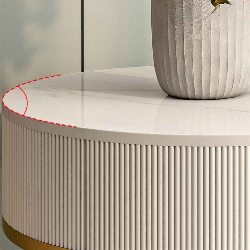 Round Slate Top End Table 22.83" Tall Iron Frame Side Table with Storage Clearhalo 'Coffee & Accent Tables' 'End & Side Tables' 'end_side_tables' 'furn' 'furn_end_side_tables' 'Furniture' 'Living Room Furniture' 1200x1200_bf1d8dd6-da97-4090-8b52-c4dbbeffd5d5