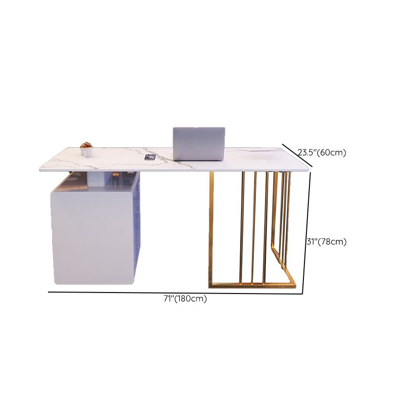 Bureau d'écriture blanc piédestal 23,6 "bureau rectangulaire de large pour la maison