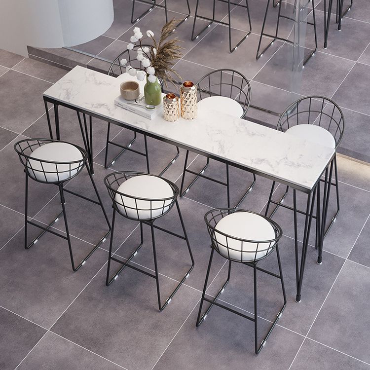 Modern Marble Bar Table with Rectangle Table Top Black Legs Table - 42" H Clearhalo 'Bar Furniture' 'Bar Tables' 'bar_tables' 'furn' 'furn_bar_tables' 'Furniture' 'furniture_bar_tables' 'Kitchen & Dining Furniture' 1200x1200_bf1f9251-4f59-4a42-bcaf-15d5b46e7cb8