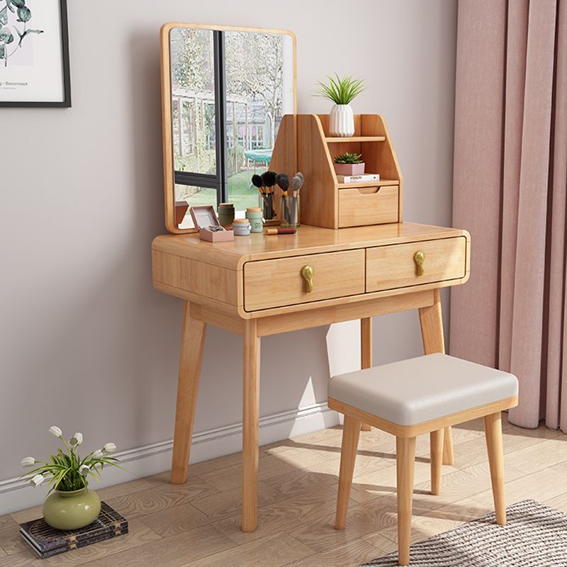 Modern Solid Wood Vanity Makeup Table Vanity Stool with Mirror Clearhalo 'Bedroom Furniture' 'furn' 'furn_makeup_vanities' 'Furniture' 'Makeup Vanities' 'makeup_vanities' 1200x1200_bf2057cb-a9b8-467d-bffa-773872bf21d4