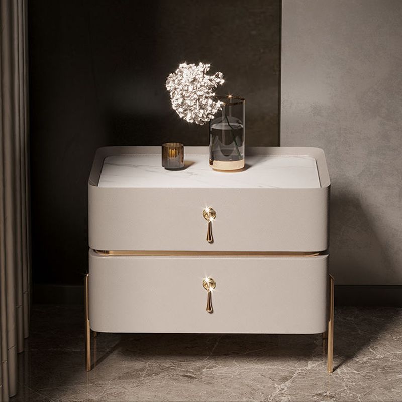 2-drawer Nightstand Contemporary Stone Night Table ,19.7" Tall Clearhalo 'Bedroom Furniture' 'furn' 'furn_night_stand' 'Furniture' 'night_stand' 'Nightstands' 1200x1200_bf211acd-5f32-43f6-8dfe-efc87e8c67d8