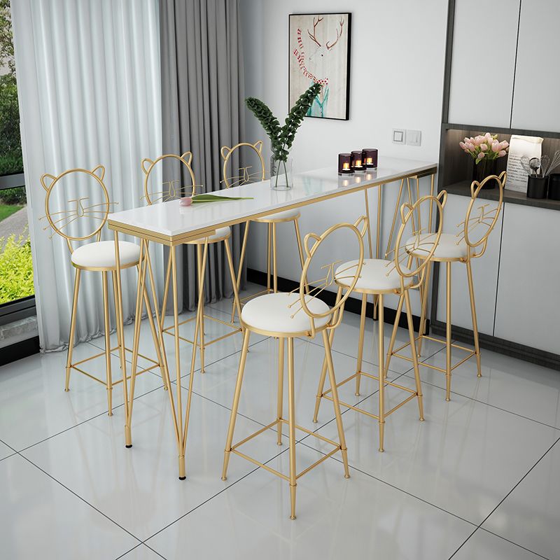 Glam 1/3/4/7 Pieces Bar Table Set Rectangle Stone Counter Table with High Stools Clearhalo 'Bar Furniture' 'furn' 'furn_home_bar_bar_sets' 'Furniture' 'Home Bars & Bar Sets' 'home_bar_bar_sets' 'Kitchen & Dining Furniture' 1200x1200_bf21ac15-6a1d-4c66-90ab-35ee9fd3904c