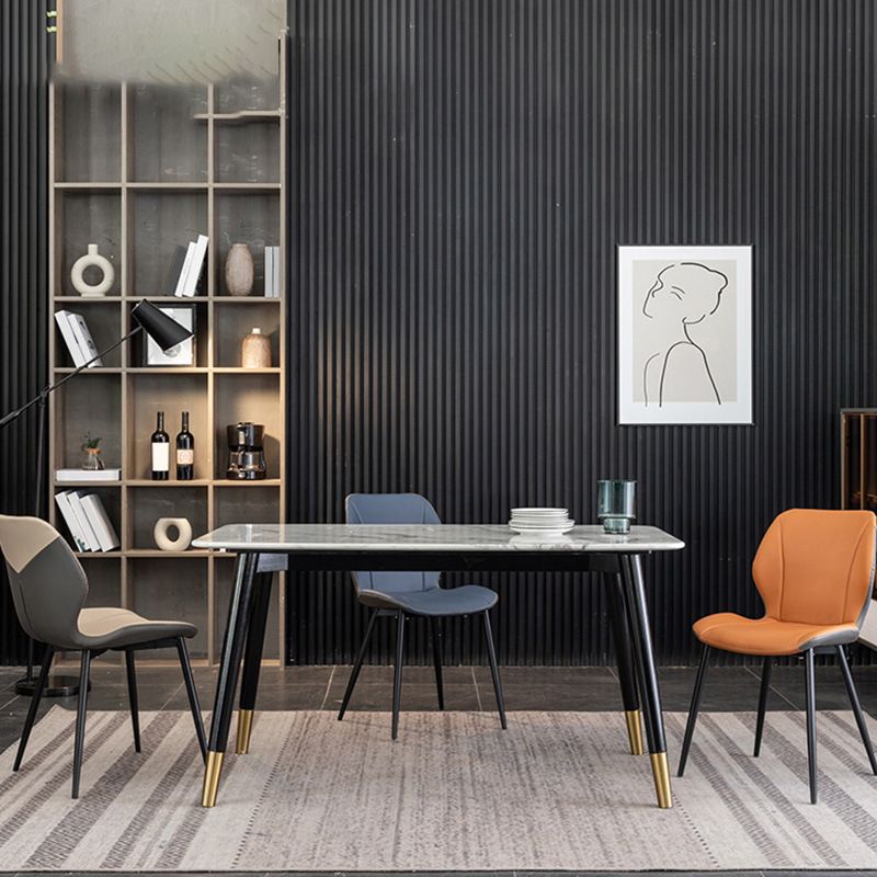 Contemporary Upholstered Dining Chairs Wingback Side Chair with Metal Legs Clearhalo 'Dining Chairs' 'Dining Tables & Seating' 'dining_chair' 'furn' 'furn_dining_chair' 'Furniture' 'Kitchen & Dining Furniture' 1200x1200_bf229333-f554-45de-b935-2b6a034ccf55