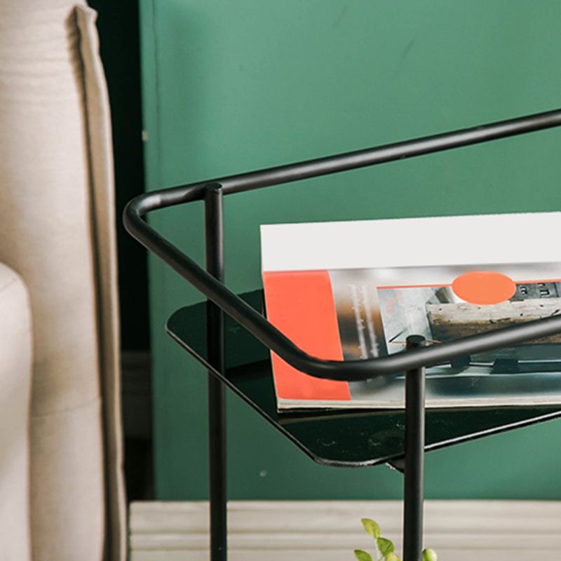 Tavolo di fascia alta in vetro rettangolare contemporaneo con scaffale ardesia