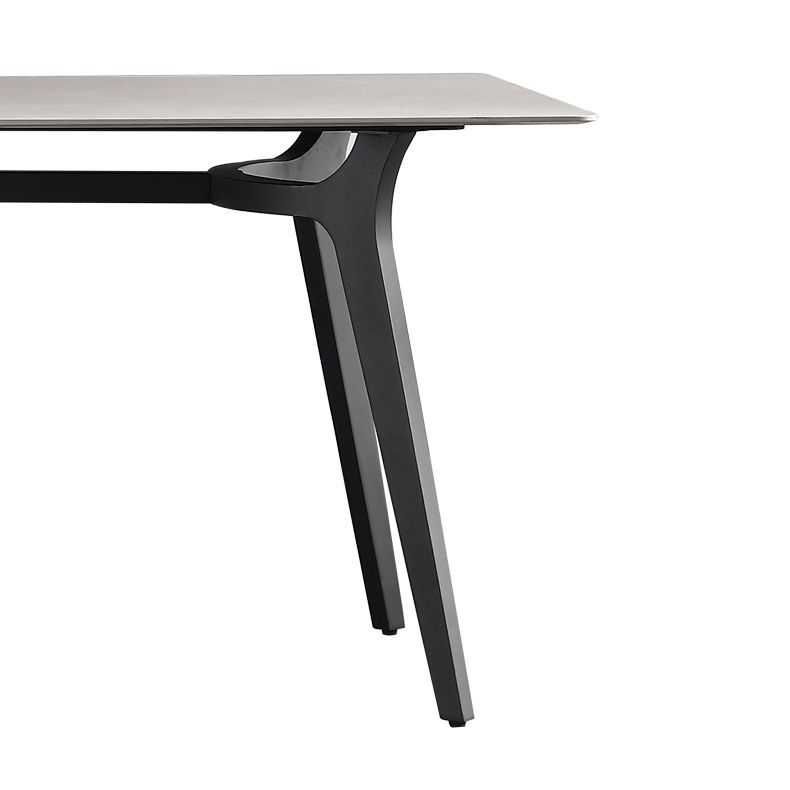 Industrial Sintered Stone Grey Table for Restaurant Rectangle Dining Table with 4 Legs Clearhalo 'Dining Tables & Seating' 'Dining Tables' 'dining_table' 'furn' 'furn_dining_table' 'Furniture' 'furniture_dining_table' 'Kitchen & Dining Furniture' 'kitchen' 'kitchen_dining_table' 1200x1200_bf24e79b-195b-4055-9ee1-a4829db19eea