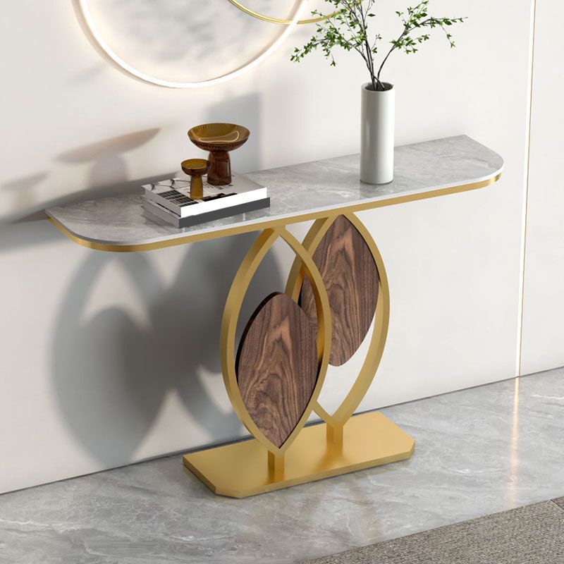 Tavolo di accento moderno largo 12 pollici a forma di mezza luna tavolo in metallo per sala