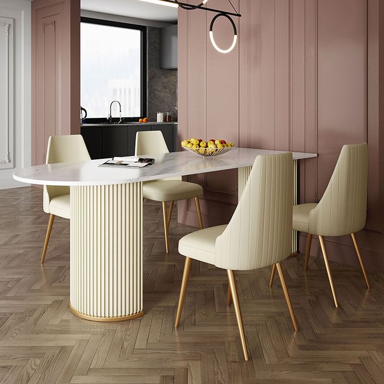 Scandinavian 1/2/5 Rectangle White Dining Table Set for Kitchen Clearhalo 'Dining Room Sets' 'Dining Tables & Seating' 'dining_room_set' 'furn' 'furn_dining_room_set' 'Furniture' 'furniture_dining_room_set' 'Kitchen & Dining Furniture' 'kitchen&dining_furn' 'kitchen' 1200x1200_bf282f3a-5467-43b4-95ac-adeb847a0d3a