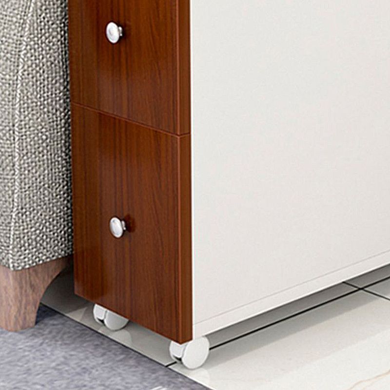 Wood 23.6-inch W Nordic Side Table 1-shelf 2-Drawer End Table with Casters Clearhalo 'Coffee & Accent Tables' 'End & Side Tables' 'end_side_tables' 'furn' 'furn_end_side_tables' 'Furniture' 'Living Room Furniture' 1200x1200_bf284db4-43cd-4c15-ab01-9847681795d4