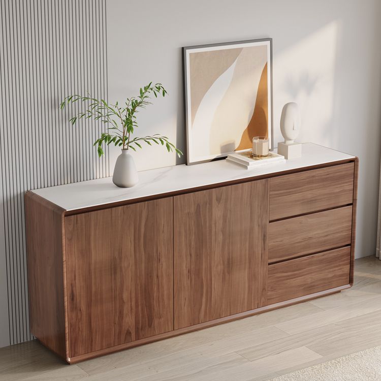 Sideboard a buffet marrone con cassetti server per pranzo contemporanei