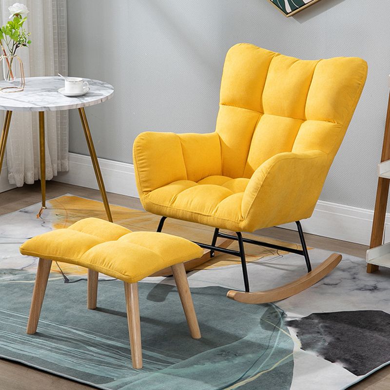 Modern Rocker Chair Upholstered Dark Legs Glider Button-Tufted Clearhalo 'Chairs & Seating' 'furn' 'furn_rocking_chairs' 'Furniture' 'Living Room Furniture' 'Rocking Chairs' 'rocking_chairs' 1200x1200_bf2a2fc7-33f4-4874-a8a7-a9bde7eed691