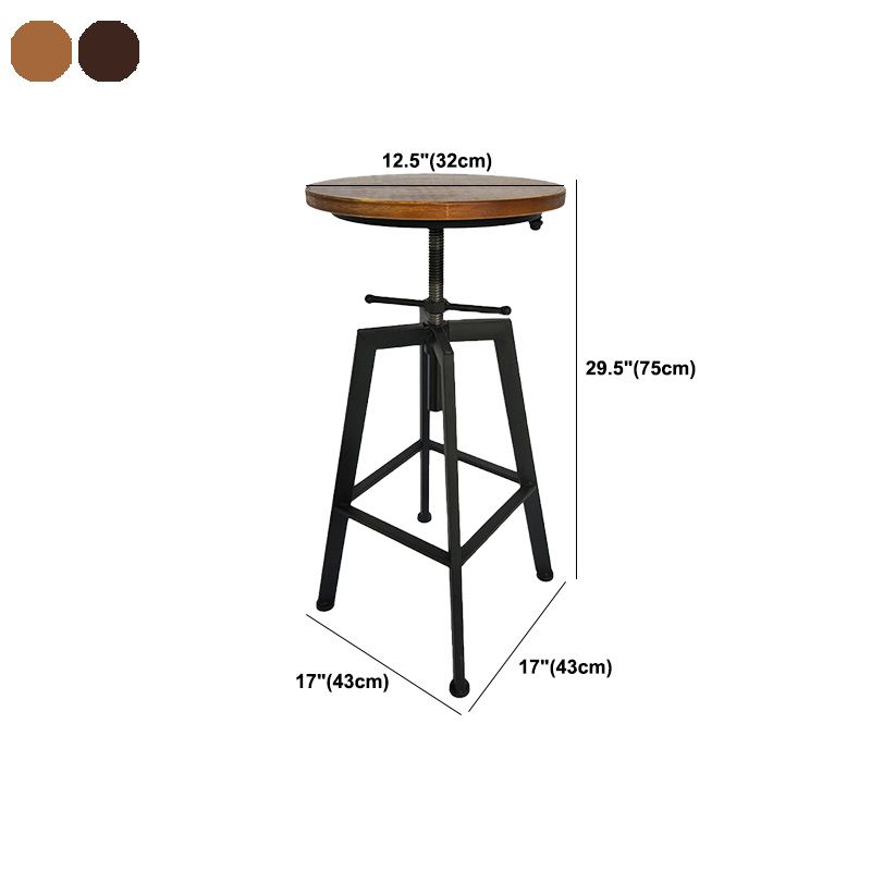 Industrial Metal Barstool Faux Leather Upholstered Counter Stool in Matte Finish