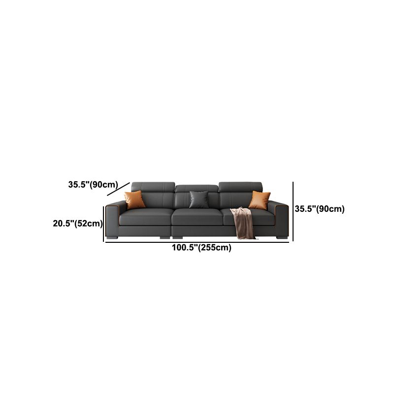 Scandinavian Dark Gray Stationary Square Arm Slipcovered Sofa