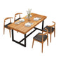 Mesa de comedor rectangular con base negra, mesa moderna de madera de pino para cocina