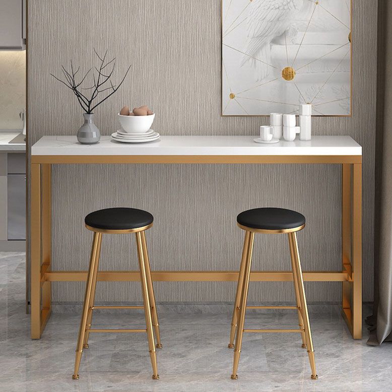 Tavolo da pub rettangolare in tavolo da bistrot lussuoso bianco con base di cavalletto in metallo