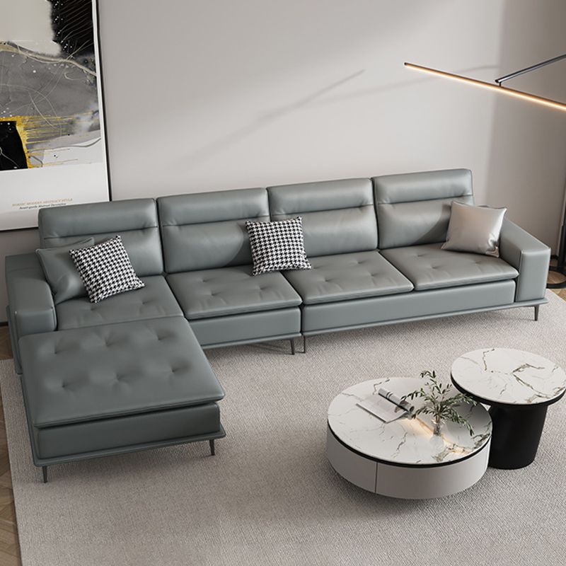 Scandinavian 32.28 " H Faux Leather Square Arm Sofa for Living Room Clearhalo 'furn' 'furn_sectionals' 'Furniture' 'Living Room Furniture' 'Sectionals' 1200x1200_bf301eb2-29f5-49b0-83a9-72ddd779a936