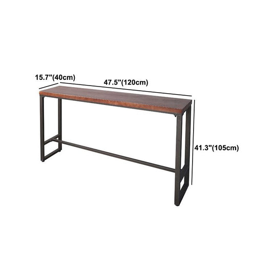 Modern Style Bar Table Solid Wood and Iron Brown Bar Table for Indoor Clearhalo 'Bar Furniture' 'Bar Tables' 'bar_tables' 'furn' 'furn_bar_tables' 'Furniture' 'furniture_bar_tables' 'Kitchen & Dining Furniture' 1200x1200_bf306e47-a491-4c42-a575-6fc6c6231f43