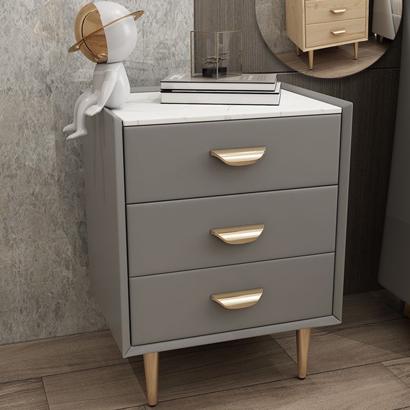 Nightand en bois massif contemporain 3 - Table de nuit en pierre de tiroir