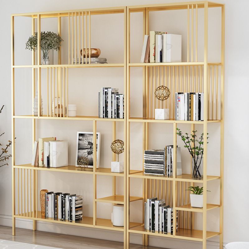 Bibliothèque moderne noire et dorée, étagère ouverte en métal pour la maison