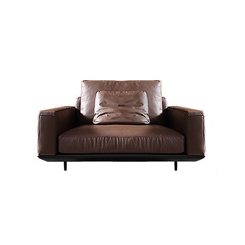 Mid-Century Modern Square Arm Sofa and Chaise Genuine Leather Sectional for Living Room Clearhalo 'furn' 'furn_sectionals' 'Furniture' 'furniture_sectionals' 'kitchen' 'kitchen_sectionals' 'Living Room Furniture' 'Sectionals' 1200x1200_bf3394d0-dd9a-4781-95f7-3c0f345f9843