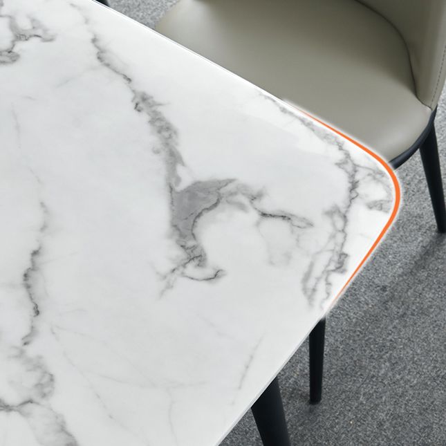 Rectangle Industrial Dining Table Fixed Table with Marble for Dining Room Clearhalo 'Dining Tables & Seating' 'Dining Tables' 'dining_table' 'furn' 'furn_dining_table' 'Furniture' 'furniture_dining_table' 'Kitchen & Dining Furniture' 'kitchen' 'kitchen_dining_table' 1200x1200_bf35b2f2-4661-49b2-8685-6bbde626c24c