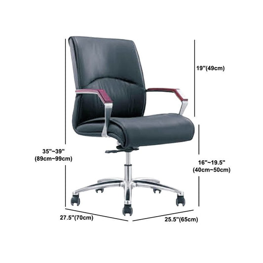 Contemporary Arm Chair Fixed Arms Blue Faux Leather Office Chair Clearhalo 'furn' 'furn_office_chair' 'Furniture' 'Office Chairs' 'Office Furniture' 'office_chair' 1200x1200_bf35c870-16e5-4c45-8bd0-a47053e15c0a