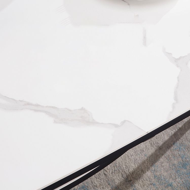 Contemporary Sintered Stone Top Dining Furniture 4 Black Legs Table Collapsible for Kitchen Clearhalo 'Dining Room Sets' 'Dining Tables & Seating' 'dining_room_set' 'furn' 'furn_dining_room_set' 'Furniture' 'furniture_dining_room_set' 'Kitchen & Dining Furniture' 'kitchen&dining_furn' 'kitchen' 1200x1200_bf36b876-931e-48cd-8375-9b90e1bcc42d