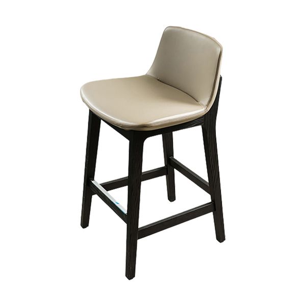 Scandinavian Solid Wood Bar Stool Backrest Counter Stool in Gray