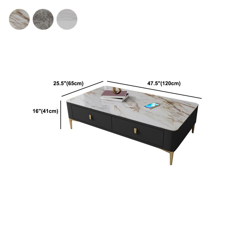 47.2" W x 25.6" D x 16.14" H Stone Coffee Table 4 Legs Cocktail Table