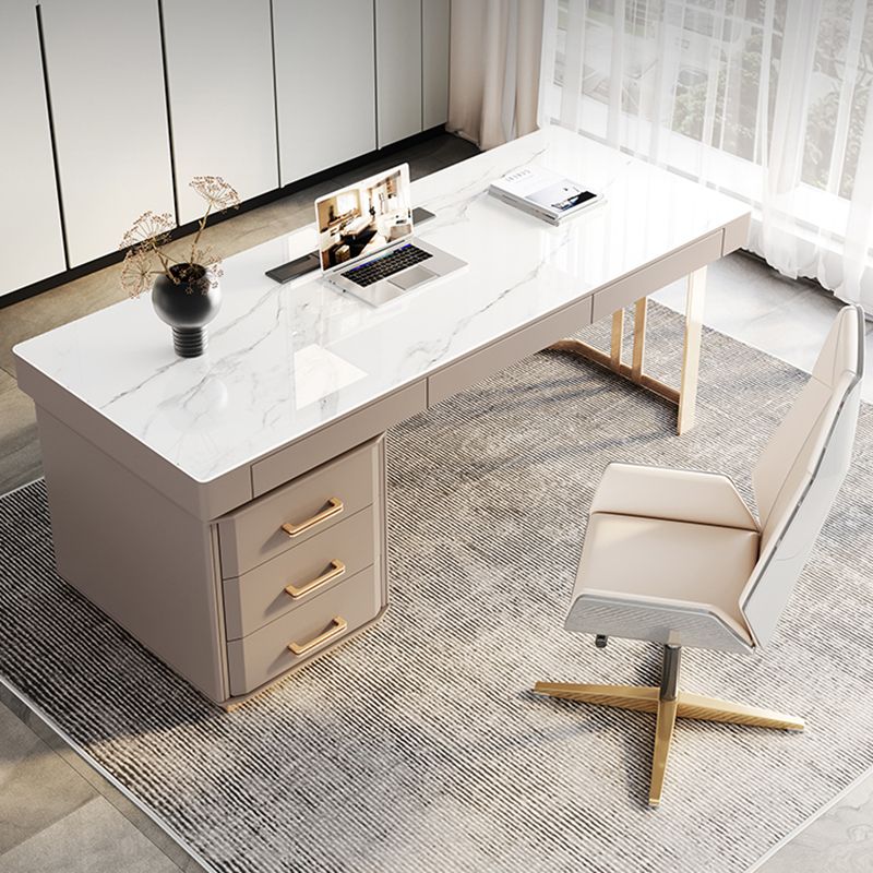 0/6-cassetto scrivania scrivania da ufficio a forma di rettangolare in bianco