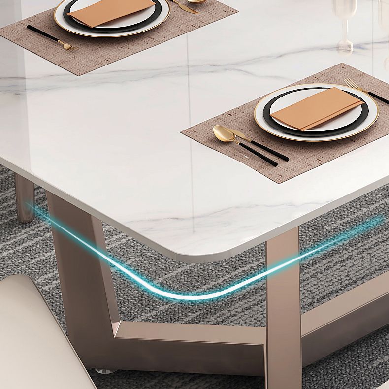 Standard Marble Top Dining Set with Metallic Legs Base for Dining Furniture Clearhalo 'Dining Room Sets' 'Dining Tables & Seating' 'dining_room_set' 'furn' 'furn_dining_room_set' 'Furniture' 'furniture_dining_room_set' 'Kitchen & Dining Furniture' 'kitchen&dining_furn' 'kitchen' 1200x1200_bf3e0efd-cef0-461a-aa8a-104a95f7a88d