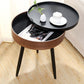 Modern Style Round 3 Legs Side Table Set in Black with Storage