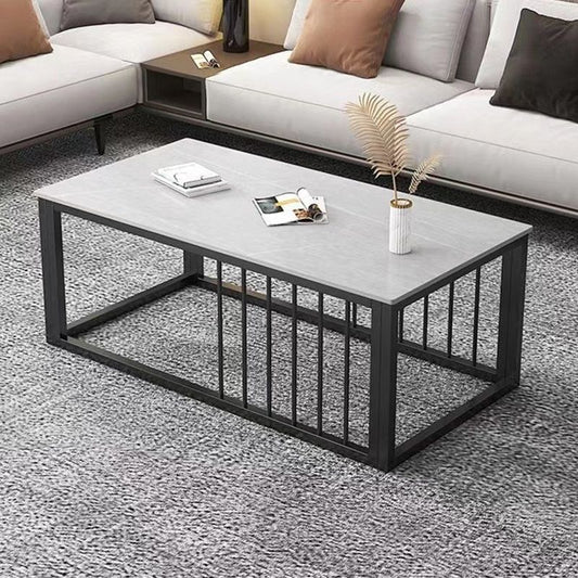 Contemporary Stone Coffee Table Rectangle Frame Coffee Cocktail Table