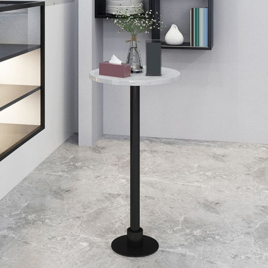 Tavolo da bar di base in metallo glam tavolo da pub top fisso in pietra bianca per patio