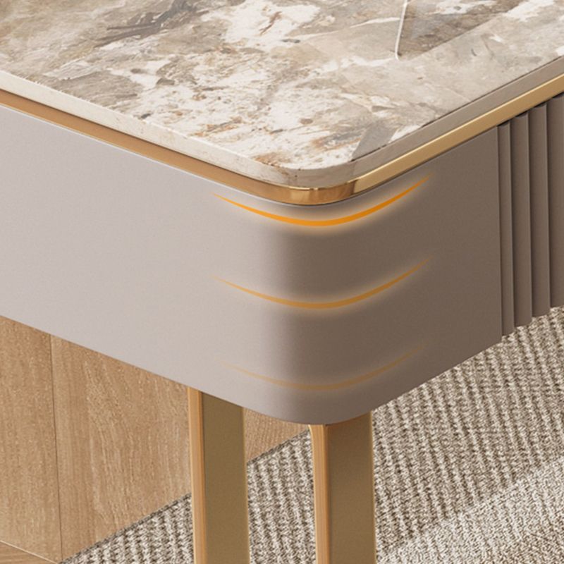 Escritorio de oficina de metal rectangular escritorio de piedra estilo glam con 3 cajones