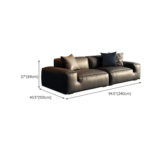 Contemporary Stain Resistant Genuine Leather Square Arm Sofa in Black Clearhalo 'furn' 'furn_sofas' 'Furniture' 'Living Room Furniture' 'Sofa' 'sofas' 1200x1200_bf416650-75d2-47de-ac8d-8e7e62c3df00