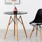 Wit en zwart moderne ronde eettafel met 4 massief houten voet