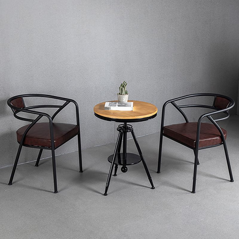 工業用メタルフレームダイニングチェア布張りのフェイクレザーダイニングアームチェア