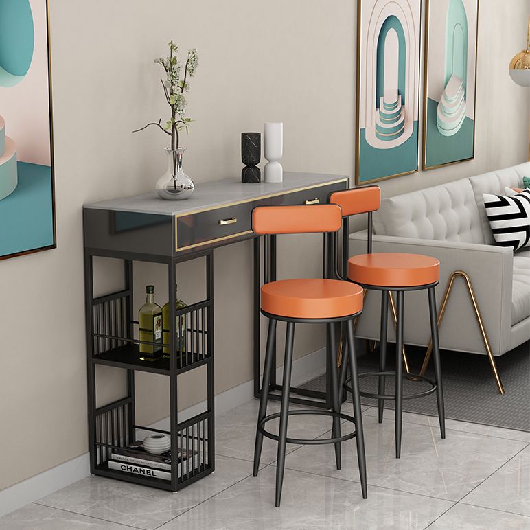 Marble Bar Height Table with Rectangle Table Top Double Pedestal Table - 41.3" H Clearhalo 'Bar Furniture' 'Bar Tables' 'bar_tables' 'furn' 'furn_bar_tables' 'Furniture' 'furniture_bar_tables' 'Kitchen & Dining Furniture' 1200x1200_bf470949-526a-4f5d-ba8e-c2bd063792ac