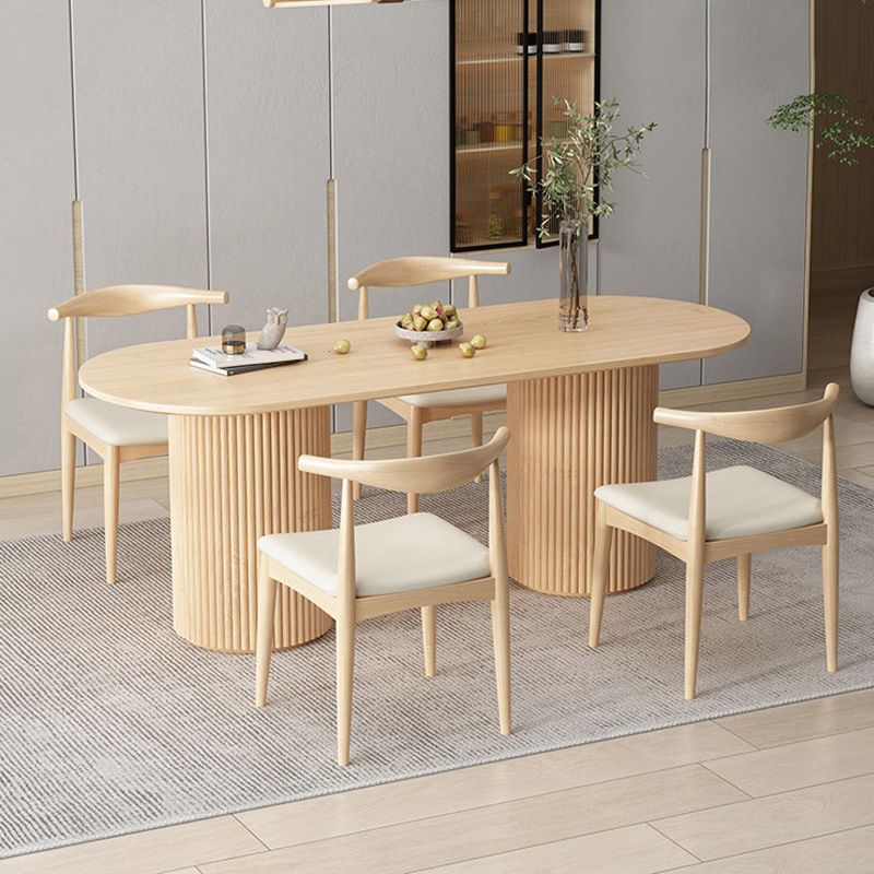 Contemporary Style Dining Oval Table Dining Wooden Table for Restaurant with Wood Legs Clearhalo 'Dining Tables & Seating' 'Dining Tables' 'dining_table' 'furn' 'furn_dining_table' 'Furniture' 'furniture_dining_table' 'Kitchen & Dining Furniture' 1200x1200_bf489c15-766a-4e8d-93bc-078d4d7a84dc